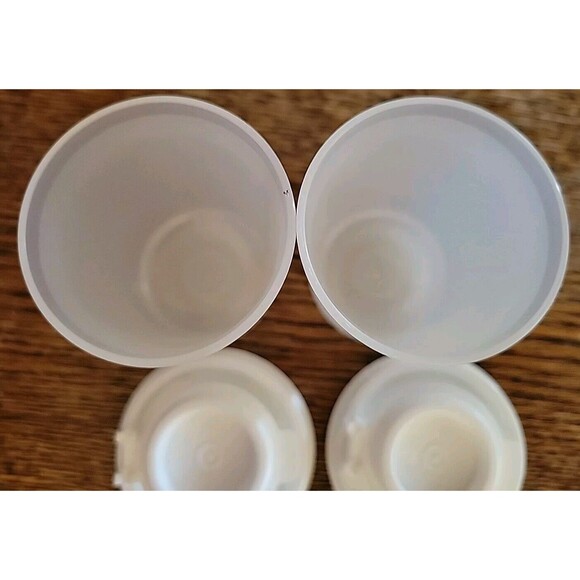 Vintage Tupperware Salt & Pepper Shakers 3" White Clear Midget Mini Picnic 1503 - Picture 4 of 6